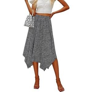 Hibluco Women's High Waist Boho Floral Midi Skirt